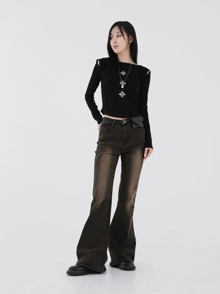 Oan bootcut washed denim pants