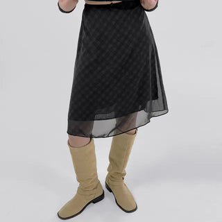 Marche chiffon midi skirt