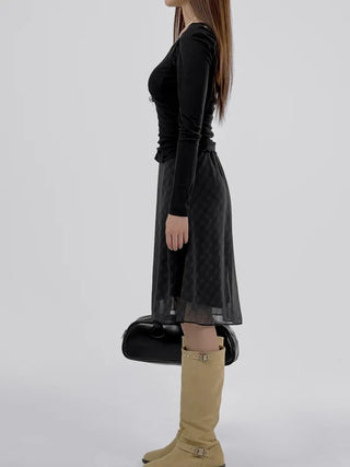 Marche chiffon midi skirt