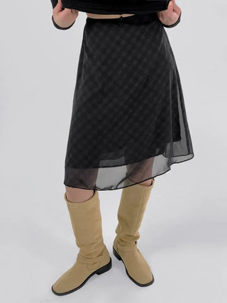 Marche chiffon midi skirt