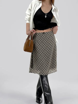 Marche chiffon midi skirt