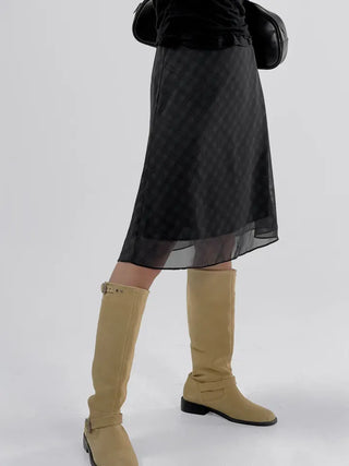 Marche chiffon midi skirt