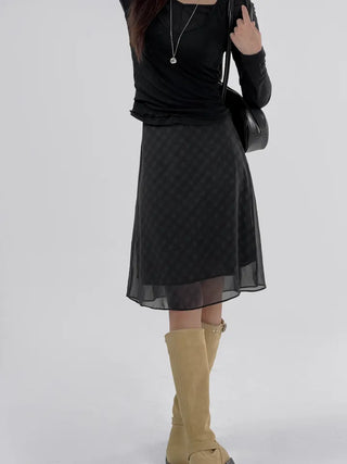 Marche chiffon midi skirt