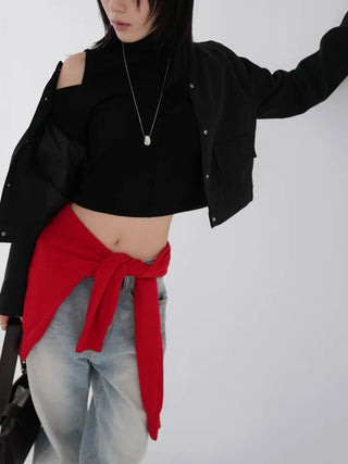 Leme Cotton Cropped Button Jacket