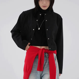 Leme Cotton Cropped Button Jacket