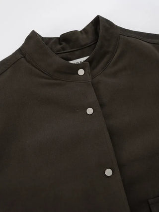 Leme Cotton Cropped Button Jacket