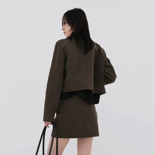 Leme Cotton Cropped Button Jacket