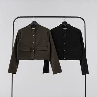 Leme Cotton Cropped Button Jacket
