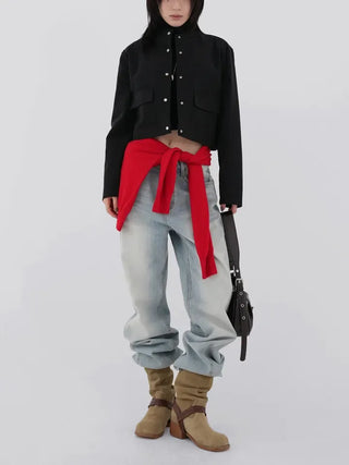 Leme Cotton Cropped Button Jacket