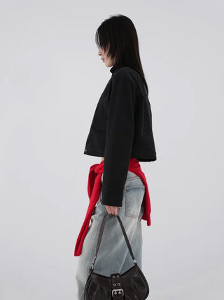 Leme Cotton Cropped Button Jacket
