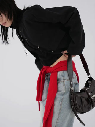 Leme Cotton Cropped Button Jacket