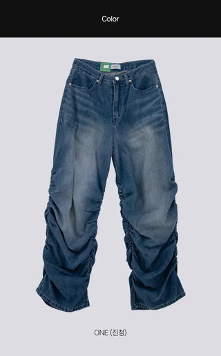 Goen Shirred Wide Denim