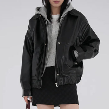 SQU Simple Leather Jacket