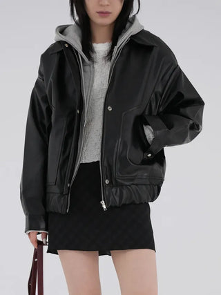 SQU Simple Leather Jacket
