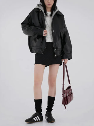 SQU Simple Leather Jacket