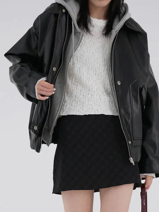 SQU Simple Leather Jacket