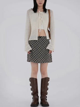 Guy Check Chiffon Skirt