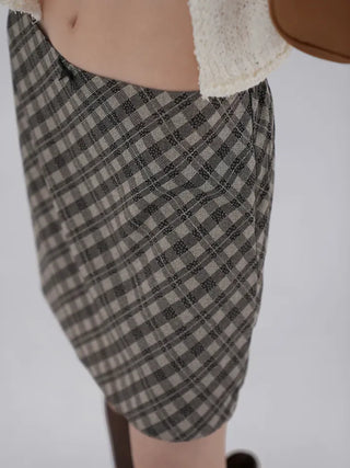 Guy Check Chiffon Skirt