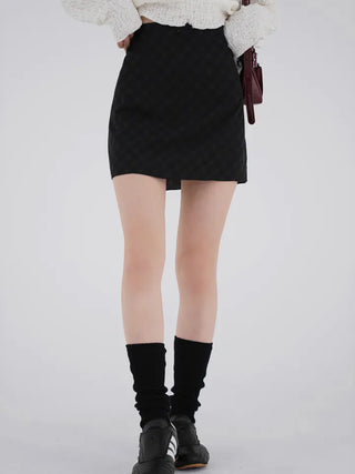 Guy Check Chiffon Skirt