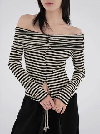 Slim off-shoulder T-shirt