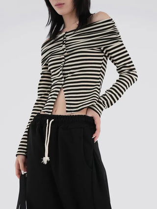 Slim off-shoulder T-shirt