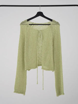 Chuping ribbon see-through cardigan
