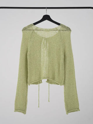 Chuping ribbon see-through cardigan
