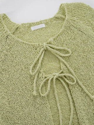 Chuping ribbon see-through cardigan