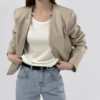 Rash V-neck Leather Jacket