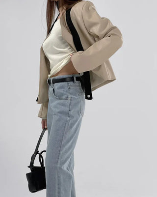 Rash V-neck Leather Jacket