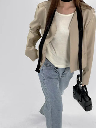 Rash V-neck Leather Jacket