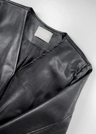Rash V-neck Leather Jacket