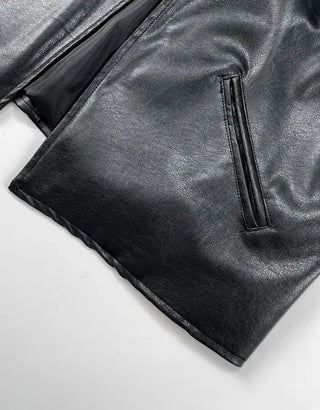Rash V-neck Leather Jacket