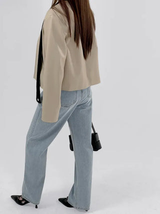 Rash V-neck Leather Jacket
