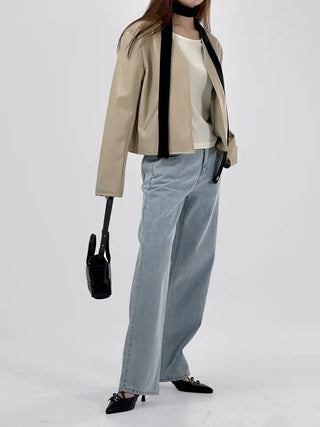 Rash V-neck Leather Jacket