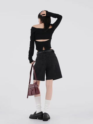 Kai boatneck slit T-shirt