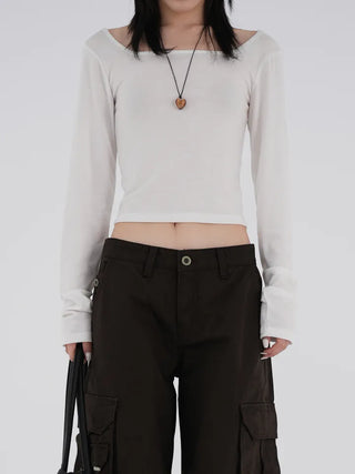 Kai boatneck slit T-shirt