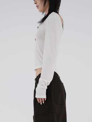 Kai boatneck slit T-shirt
