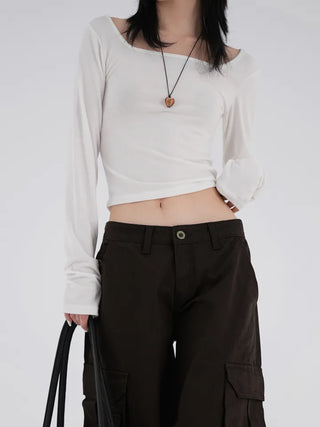 Kai boatneck slit T-shirt