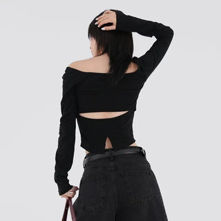 Kai boatneck slit T-shirt