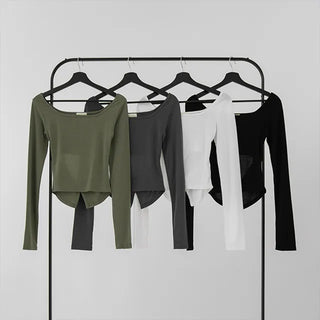 Kai boatneck slit T-shirt