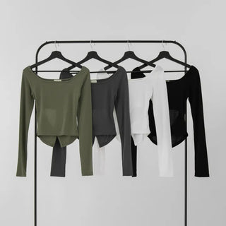 Kai boatneck slit T-shirt