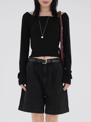Kai boatneck slit T-shirt