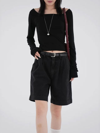 Kai boatneck slit T-shirt