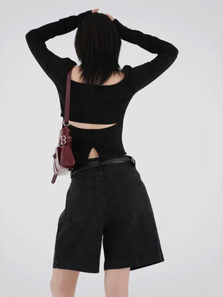Kai boatneck slit T-shirt