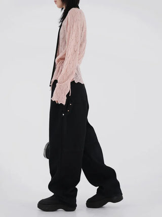 Henji Label Wide Black Cotton Pants