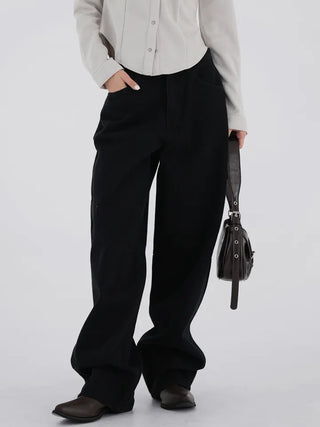 Henji Label Wide Black Cotton Pants