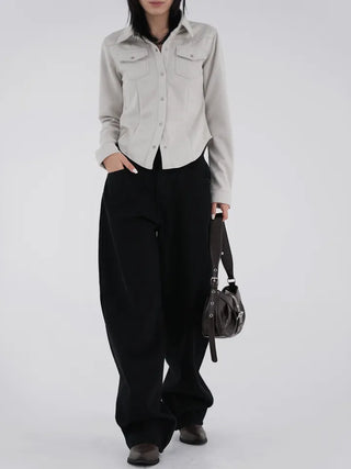 Henji Label Wide Black Cotton Pants