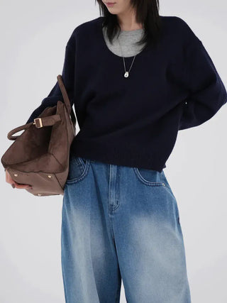 Raon Over-color block layered knit