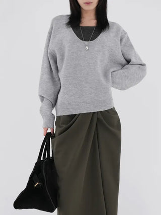 Raon Over-color block layered knit